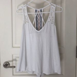 LA Hearts White Embroidered Strappy Tank Top